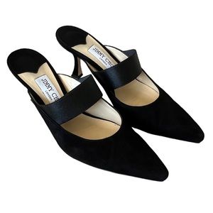 Jimmy Choo Saffi 70 Black Suede Mules, Heels, Courts, size 38.5, US 8.5